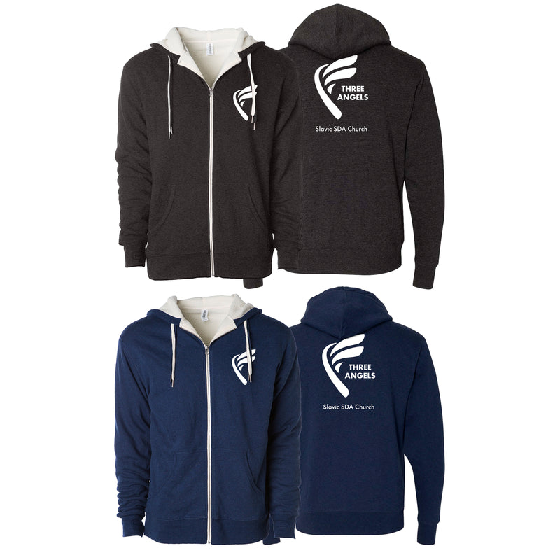 Three Angels Slavic SDA Church Sherpa Lined Zip-Up Hoodie #15010 A